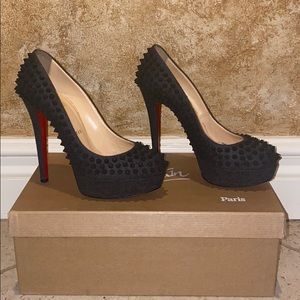 Christian Louboutin Spiked Grosgrain Heels
